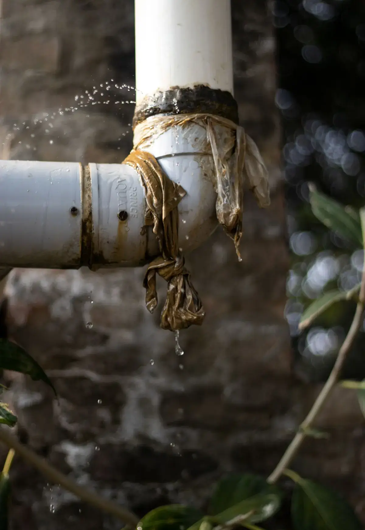A leaking pipe joint, a common source of appliance leak water damage in Sherman, TX